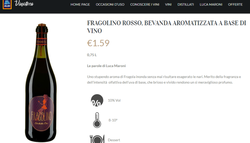 fragolino aldi 92 punti luca maroni descrizione bevanda vino