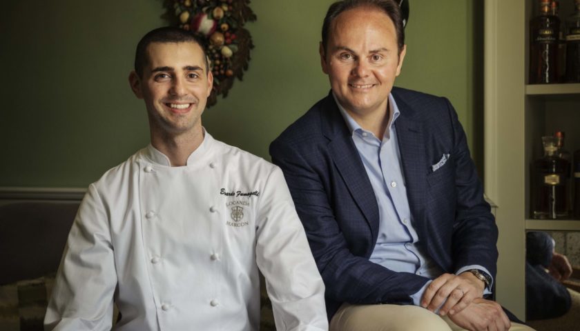 Edoardo Fumagalli nuovo chef locanda margon con Matteo Lunelli Ferrari Trento