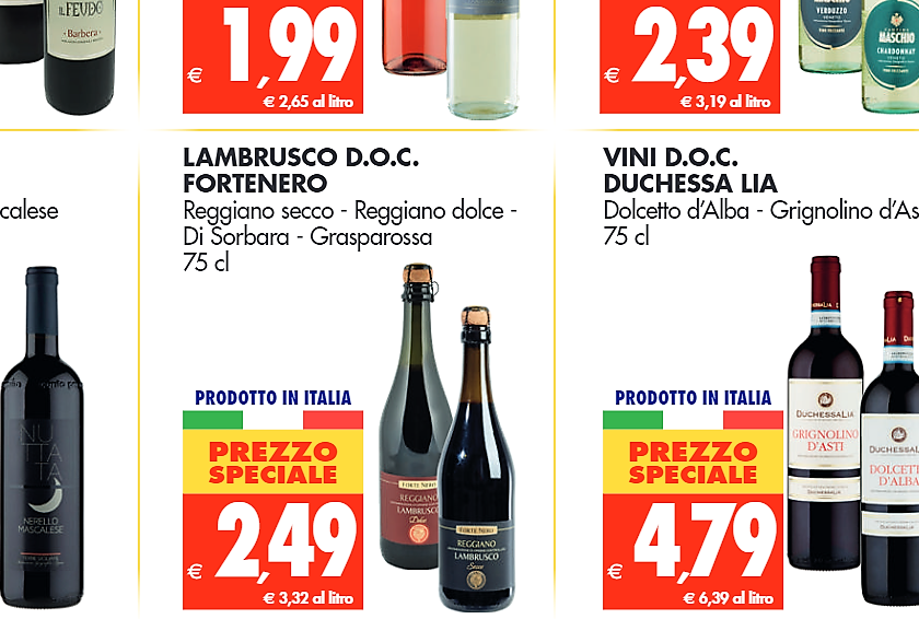 Spesa time luglio tra luci ed ombre sui volantini del vino al supermercato