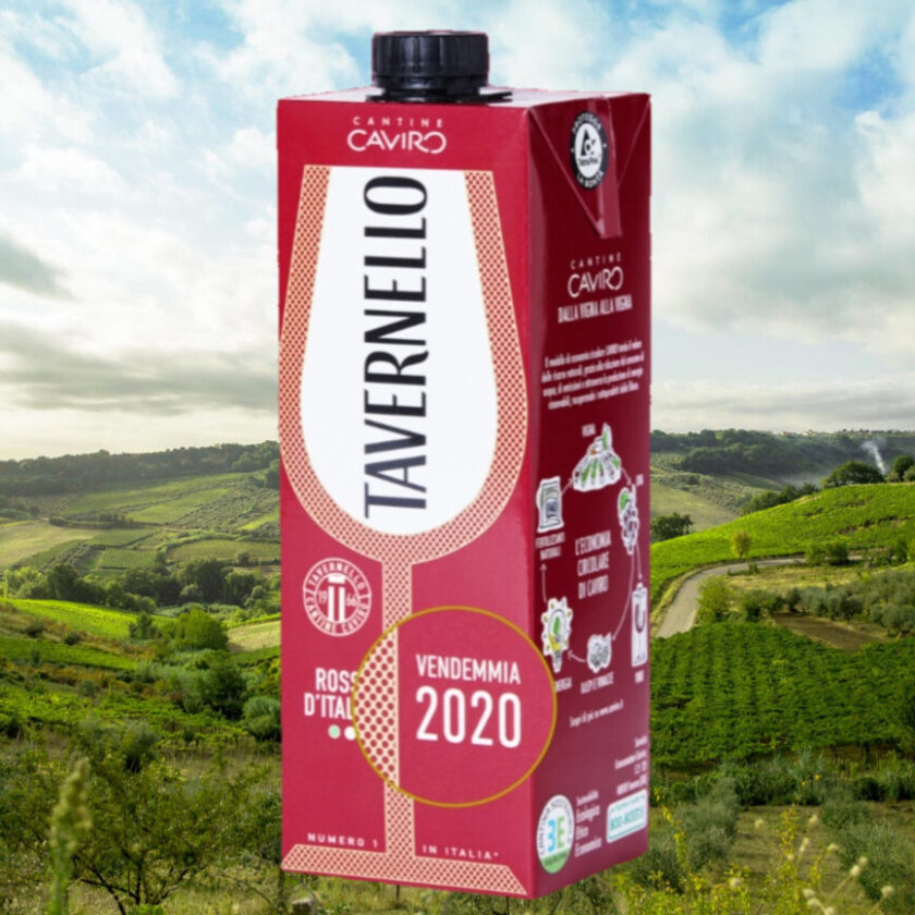 Il Tavernello millesimato Vendemmia 2020 sul brik di Caviro