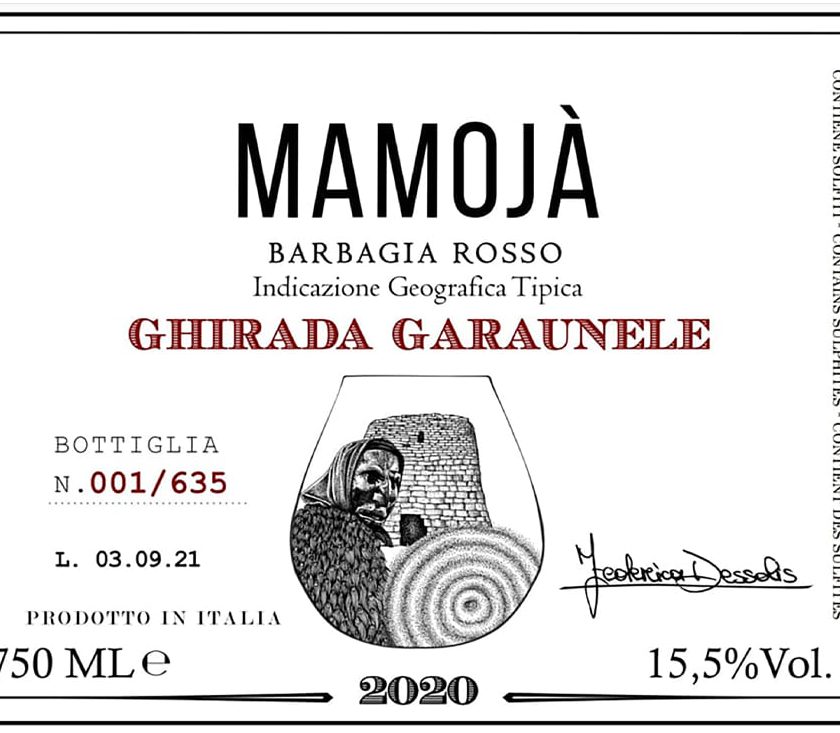 Bottiglia istituzionale Associazione Mamoja prima etichetta firmata da Leonardo Terenzoni 3 e1642237555138