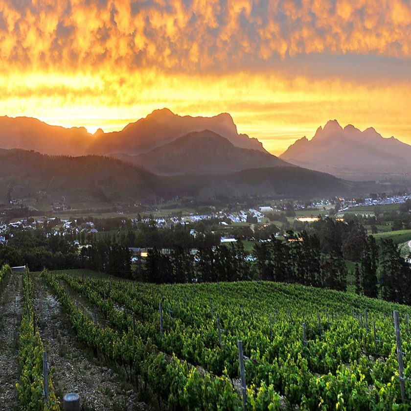 Export Sudafrica salvato dal vino sfuso ma cresce limbottigliato. Exploit dello spumante Franschhoek view with sunset Foto Artist Studio Eddie Wilson