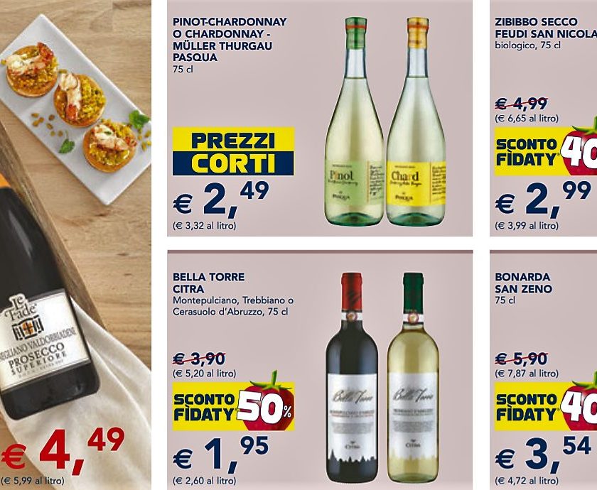 Volantini e vini in promozione al supermercato il quadro di meta febbraio