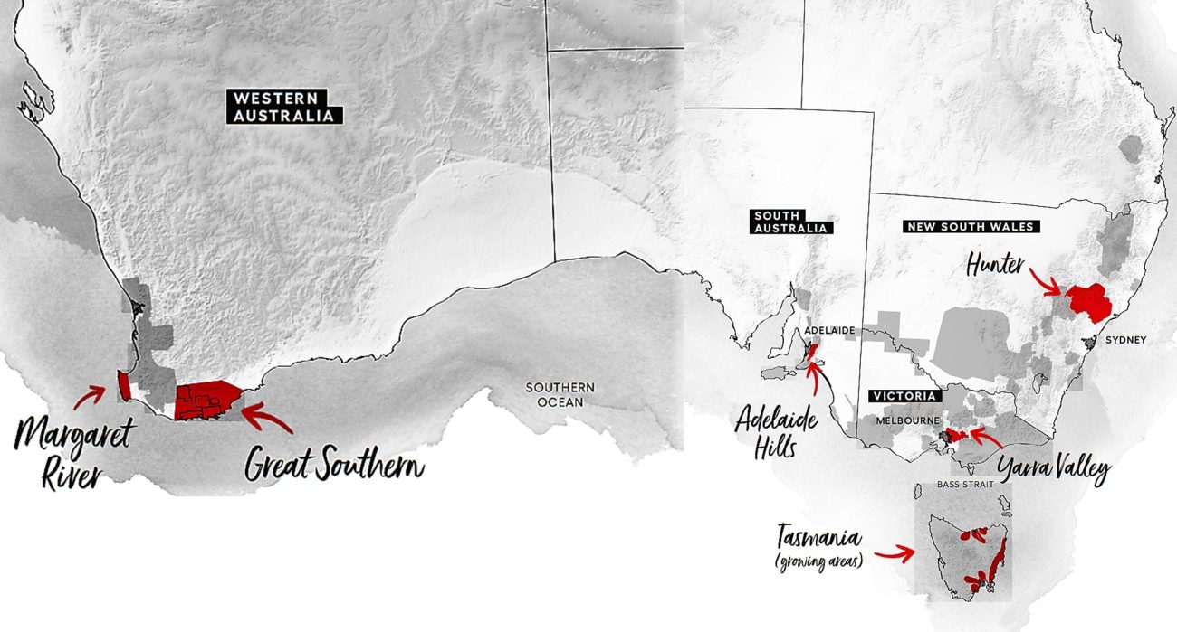 mappa regioni vinicole australia Cinquant'anni di Chardonnay australiano in 8 etichette i tempi del legno sono finiti