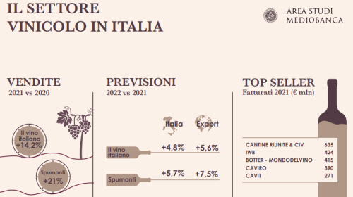 Vino italiano, indagine Mediobanca Cantine Riunite-Giv resta leader nel 2021 Piccini meglio di Lunelli per incremento fatturato