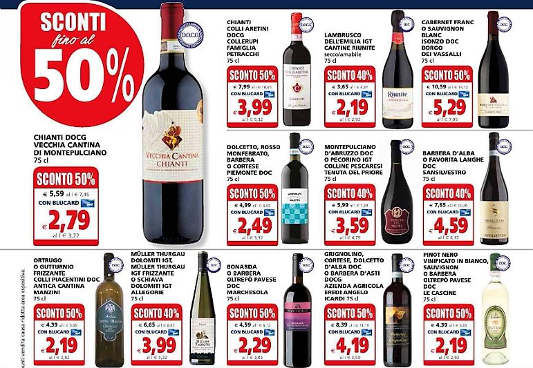 Vino protagonista sui volantini d'estate dei supermercati italiani Vino protagonista sui volantini d'estate dei supermercati italiani