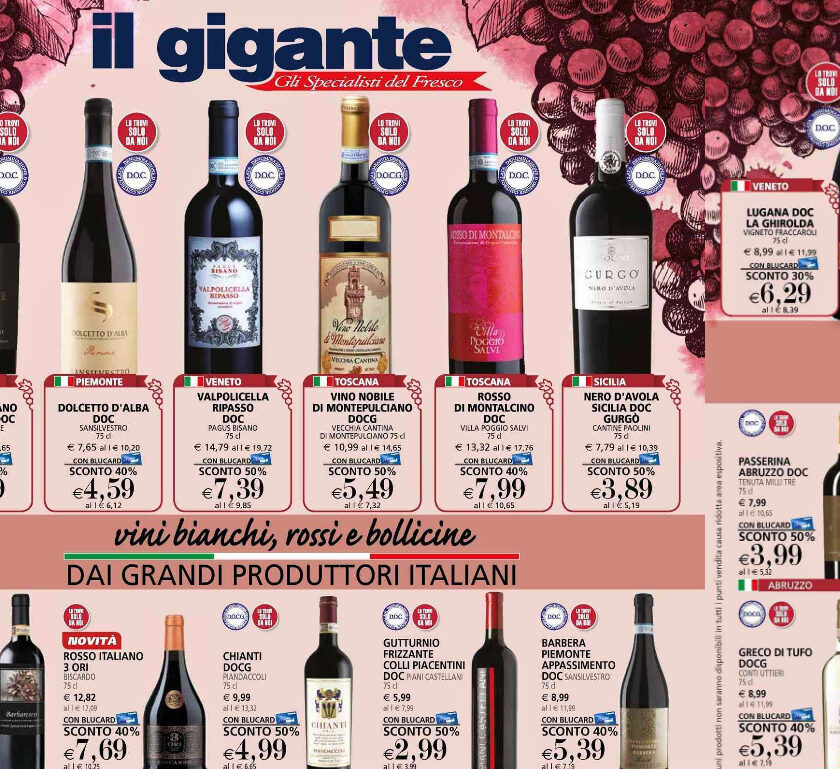 Volantini vino Gdo bene Il Gigante tra Oktoberfest e vendemmia 2022