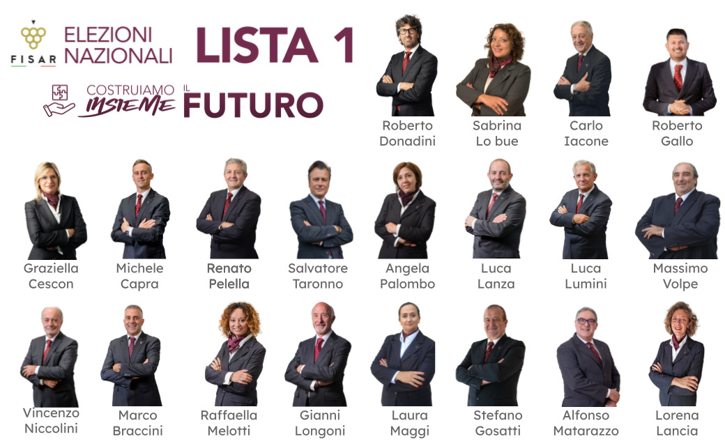 Lista 1 presidente fisar Roberto Donadini candidati Costruiamo insieme il futuro sommelier