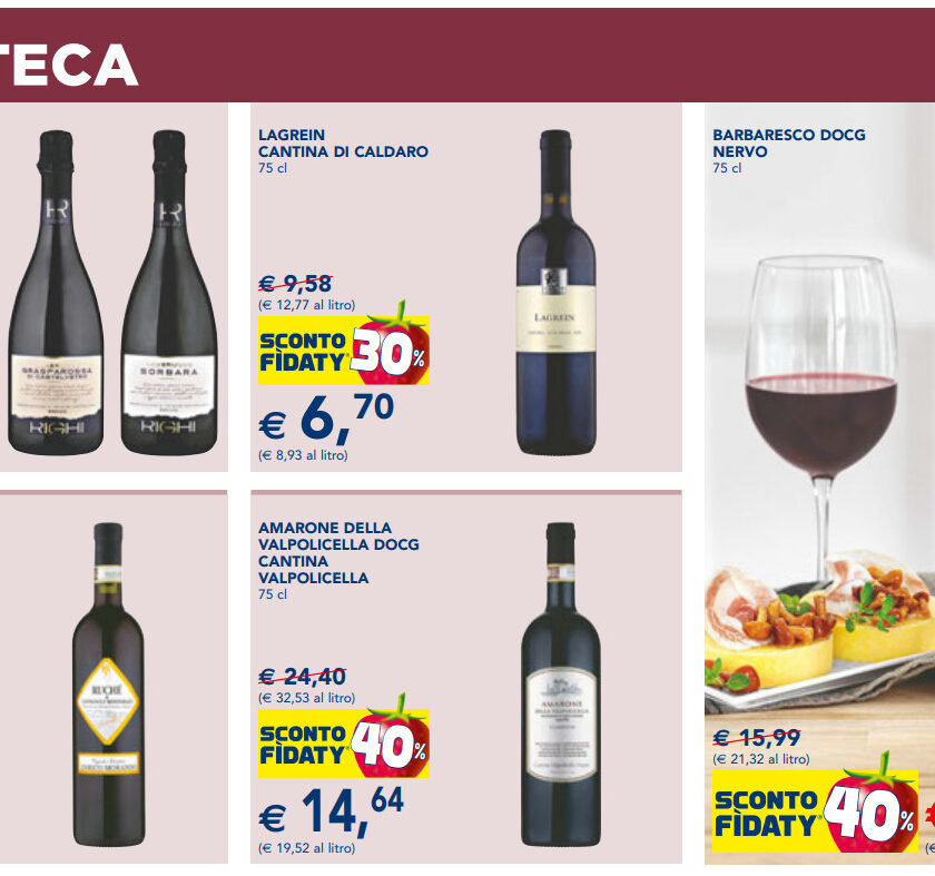 Tutti da Esselunga per i vini in promozione i cinque cestelli sono 9