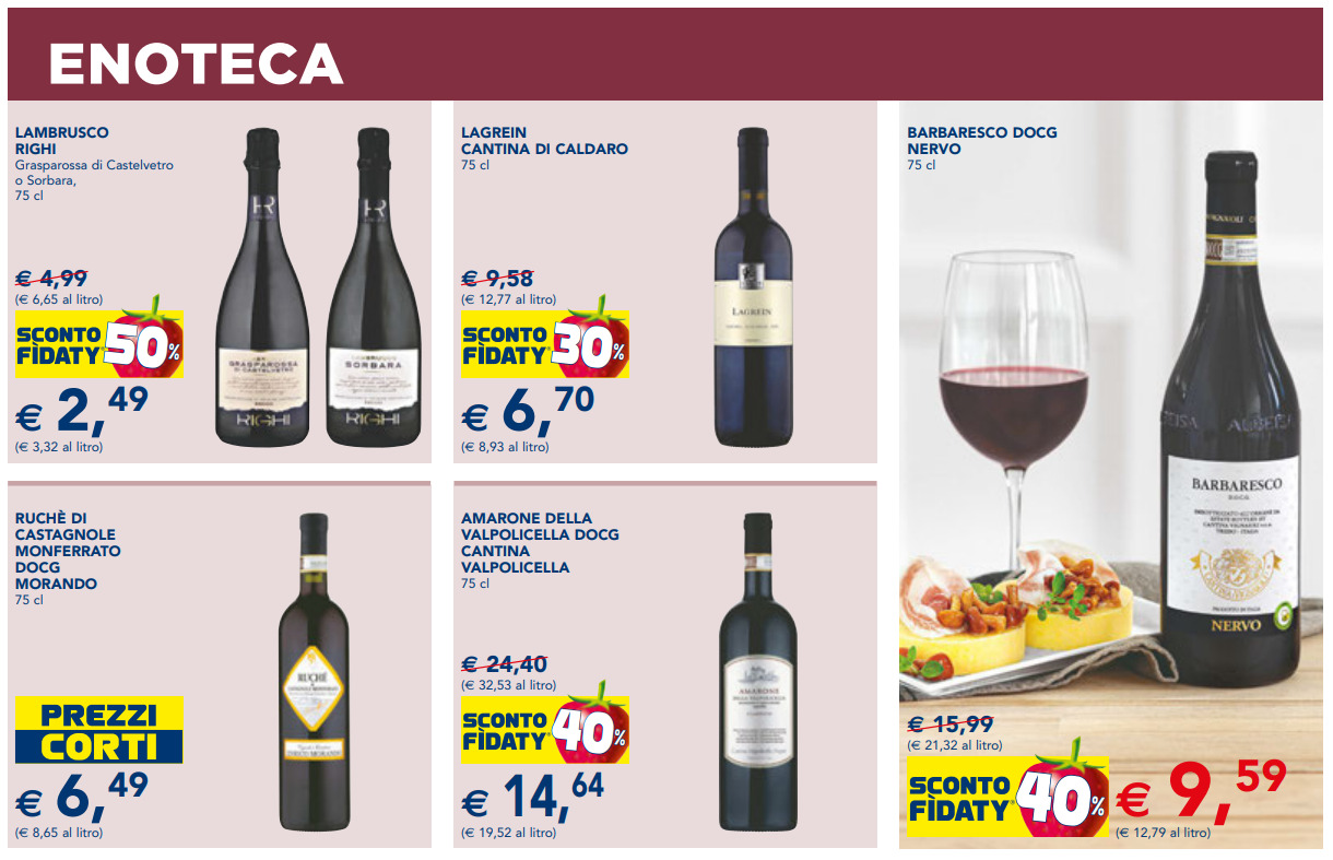 Tutti da Esselunga per i vini in promozione i cinque cestelli sono 9