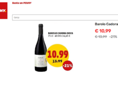 Vino a volantino verso Natale. Barolo Cadora a 10,99 da Penny il prezzo sale per la promo