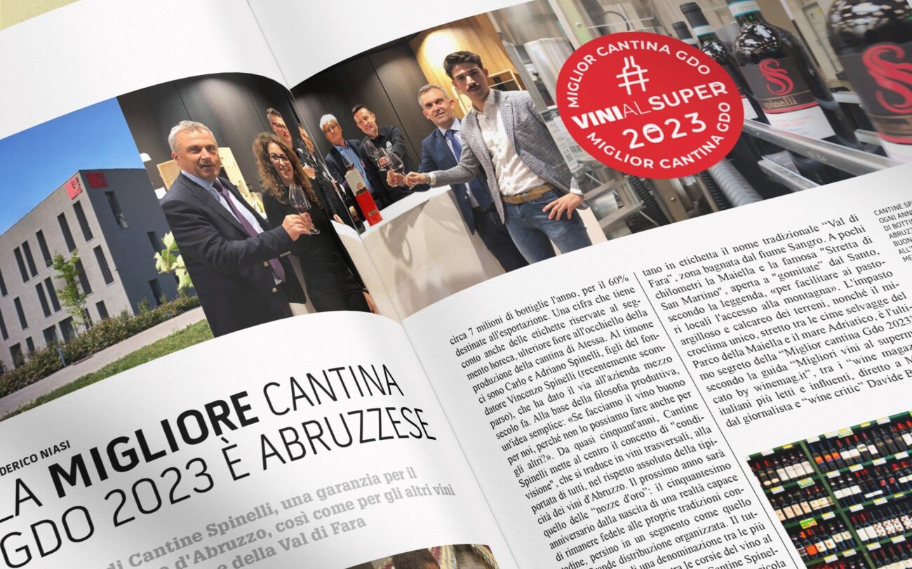 Cantine Spinelli è Best Ambassador dei vini d'Abruzzo per Unicredit e Nomisma già miglior cantina gdo 2023 per vinialsupermercato winemag
