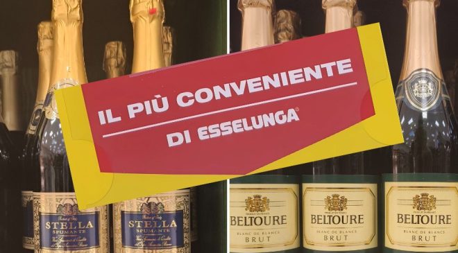 1,79 e 2.59 euro come sono gli spumanti più economici di Esselunga Stella Spumante e Beltoure Blanc de Blancs Brut, prodotti da Fratelli Martini Secondo Luigi Spa FMSL e Compagnie Francaise Des Grands Vins CFGV