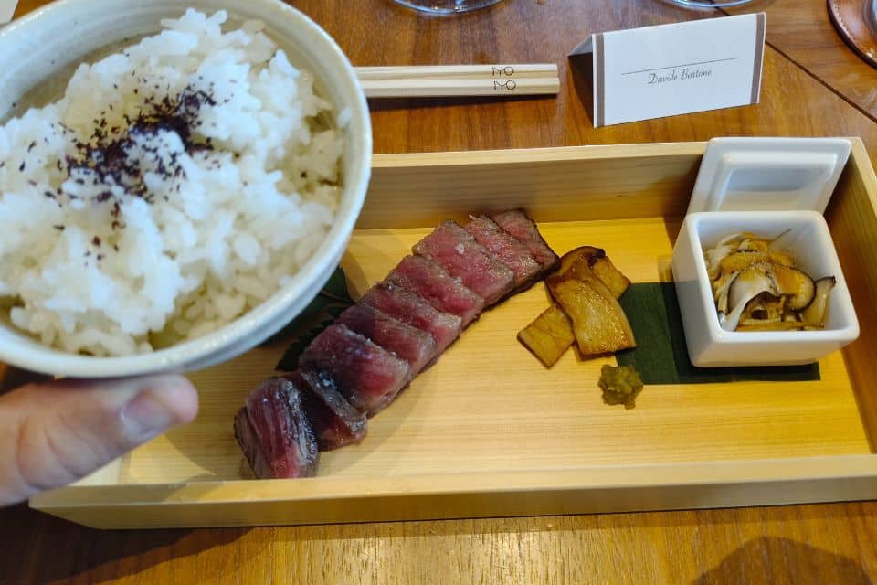 Trigon Rottensteiner Lagrein Riserva Gries Alto Adige Sudtirol abbinamento wagyu controfiletto marezzatura a5 salsa ponzu, yuzukosho iyo Kaiseki milano chef katsumi soga