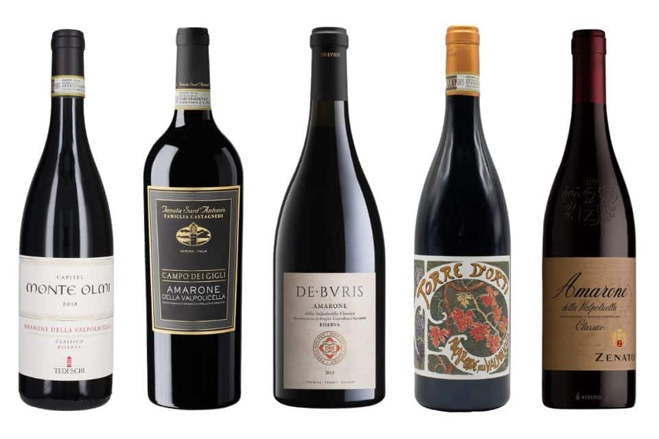 Amarone Famiglie Storiche punteggi ultime 7 annate in commercio nel 2026 capitel monte olmi tedeschi 2018 campo dei gigli castagnedi 2019 de buris tommasi 2013 torre degli orti 2021 zenato 2020